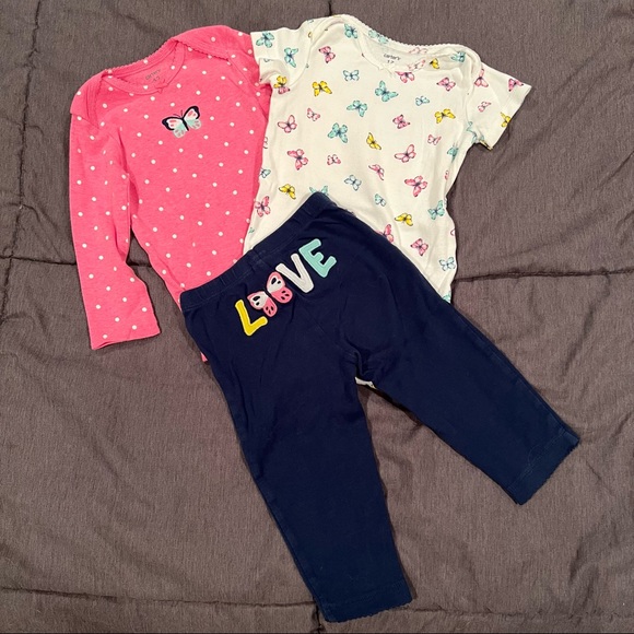 Carter's Other - Carter’s Butterfly Matching Set Size 12M Pink White Blue Polka Dots Spring Love